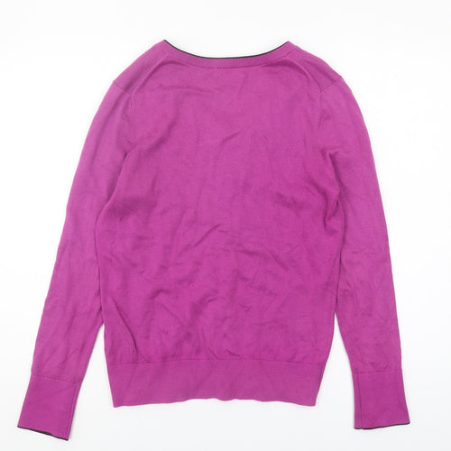 Ashworth Women's Purple V-Neck Cotton Pullover Jumper Size 10