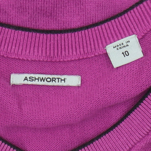 Ashworth Women's Purple V-Neck Cotton Pullover Jumper Size 10