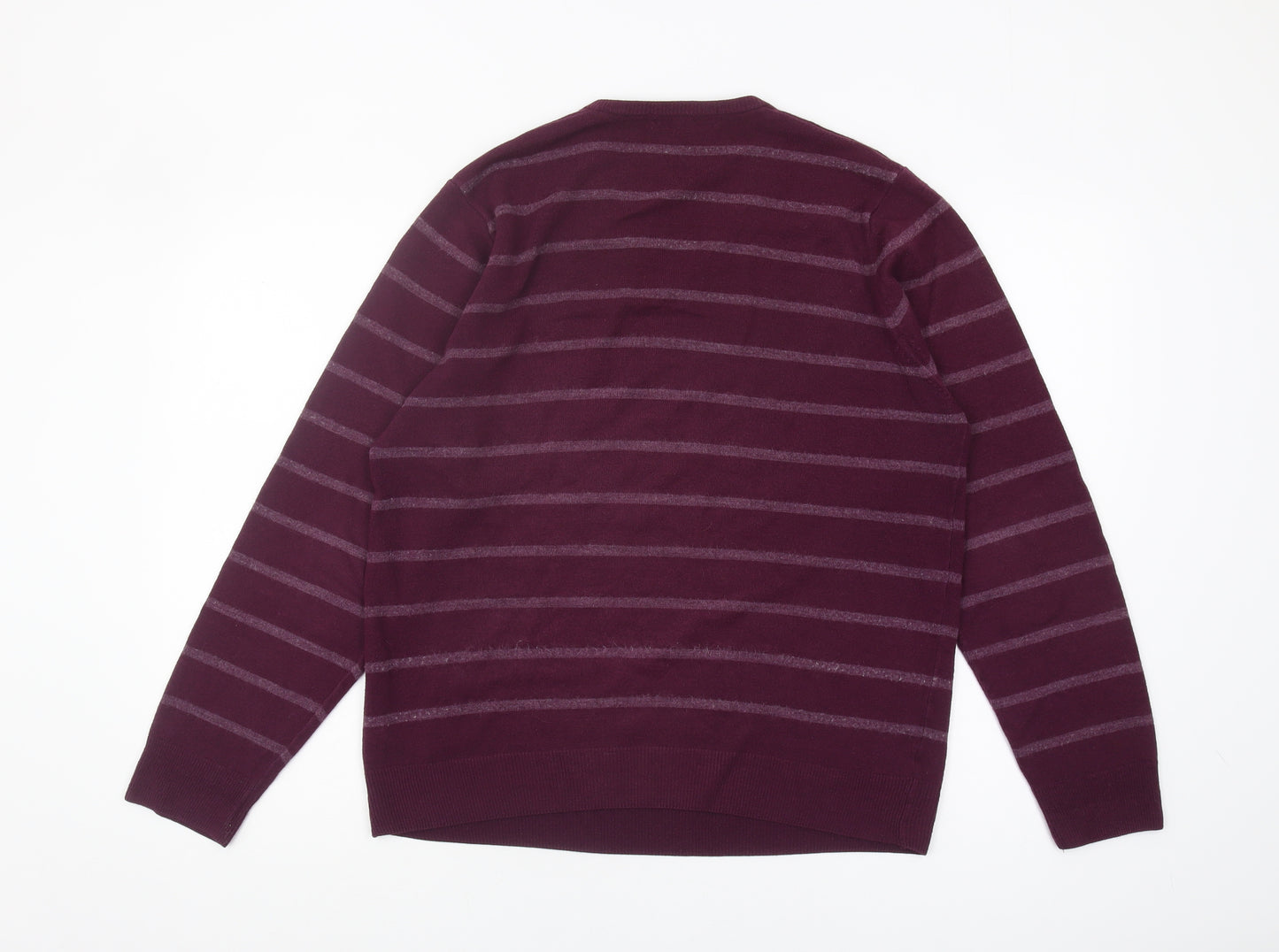 Marks and Spencer Men's Purple Striped Pullover Jumper M
