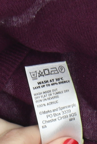 Marks and Spencer Men's Purple Striped Pullover Jumper M