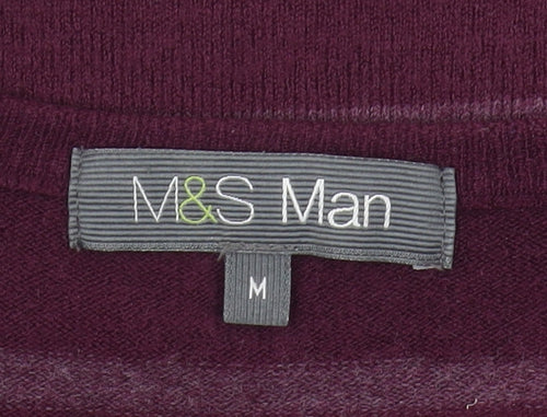 Marks and Spencer Men's Purple Striped Pullover Jumper M