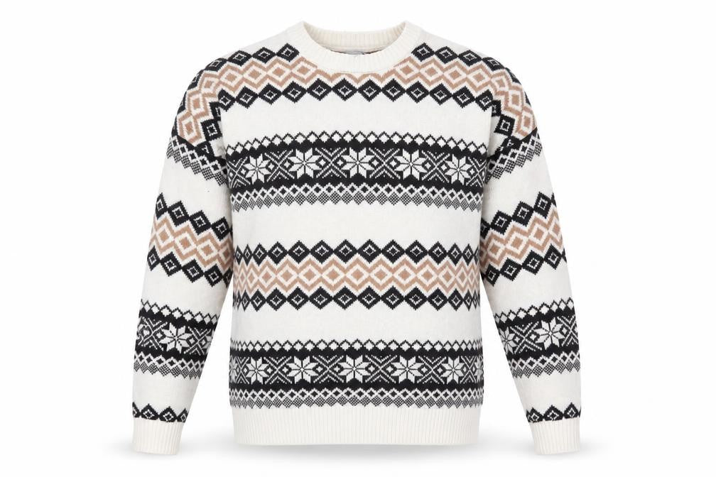 Front view of Hollister Men's Multicoloured Geometric Pullover M