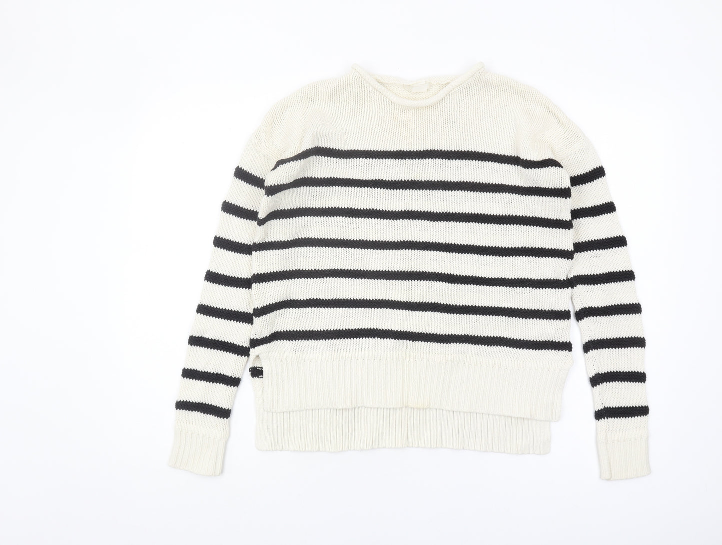 H&M Women's XS Black Striped Pullover Jumper