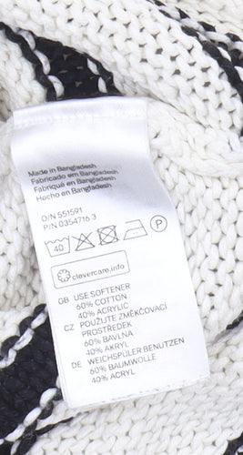 H&M Women's XS Black Striped Pullover Jumper