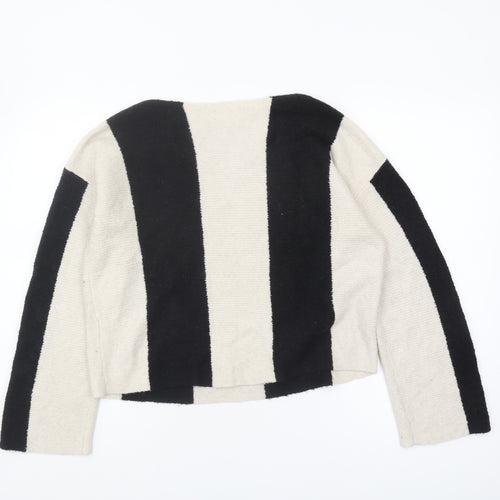 Hush Women's XS Black Beige Striped Pullover Jumper