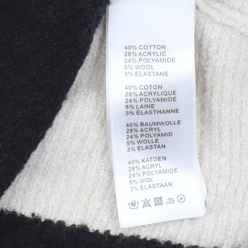 Hush Women's XS Black Beige Striped Pullover Jumper