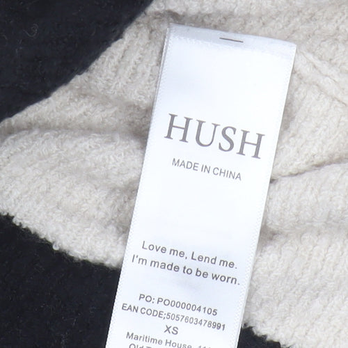 Hush Women's XS Black Beige Striped Pullover Jumper