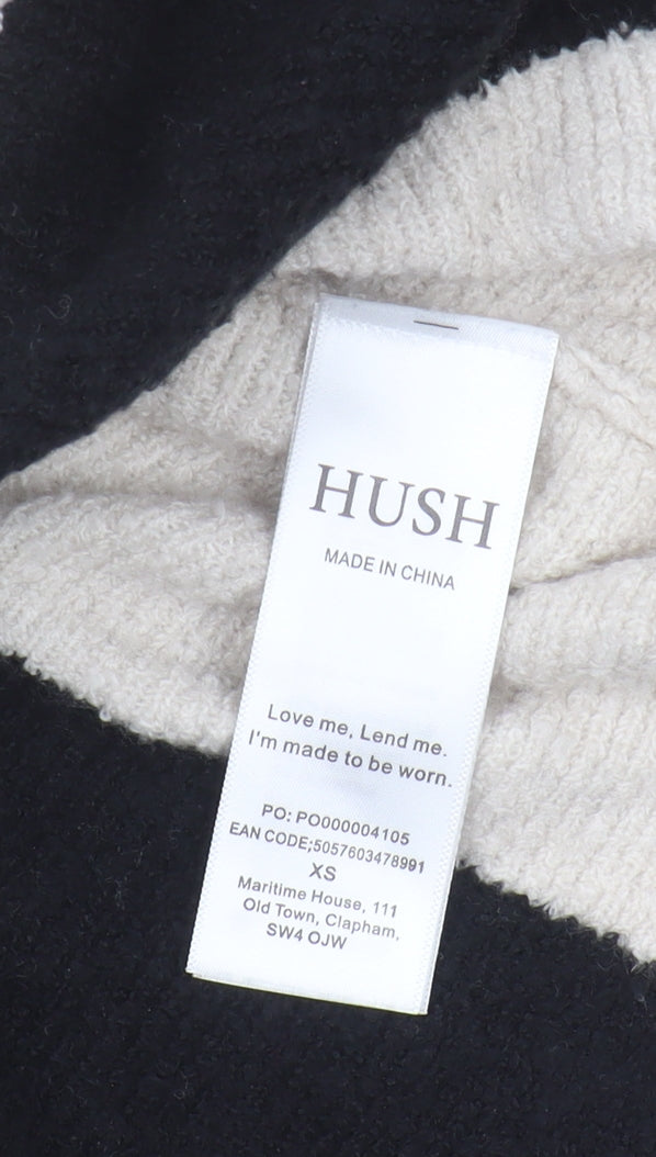Hush Women's XS Black Beige Striped Pullover Jumper