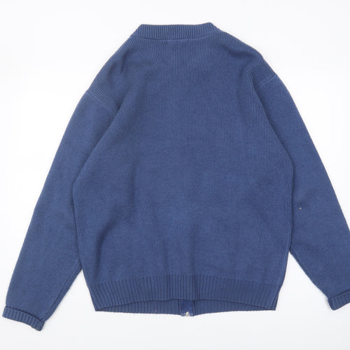 Premier Man Blue Full Zip Geometric Knit Jumper L