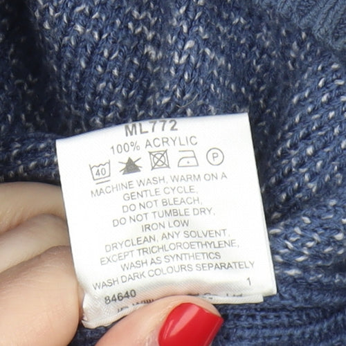 Premier Man Blue Full Zip Geometric Knit Jumper L