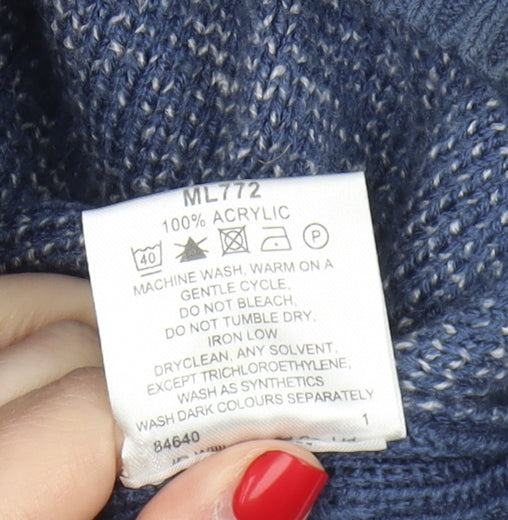 Premier Man Blue Full Zip Geometric Knit Jumper L