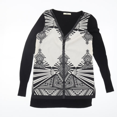 Oasis Women's Black Geometric Aztec Cardigan S