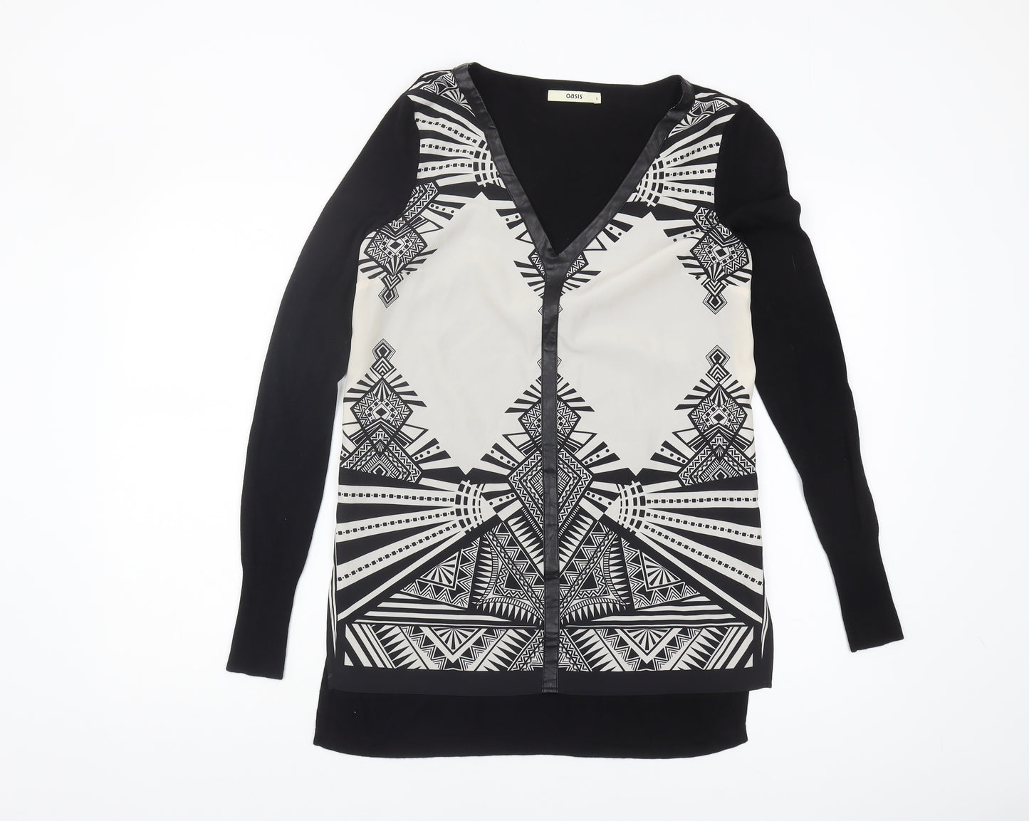 Oasis Women's Black Geometric Aztec Cardigan S