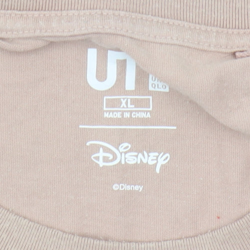 Uniqlo Disney Beige XL Men's T-Shirt - Mickey Mouse Crew Neck