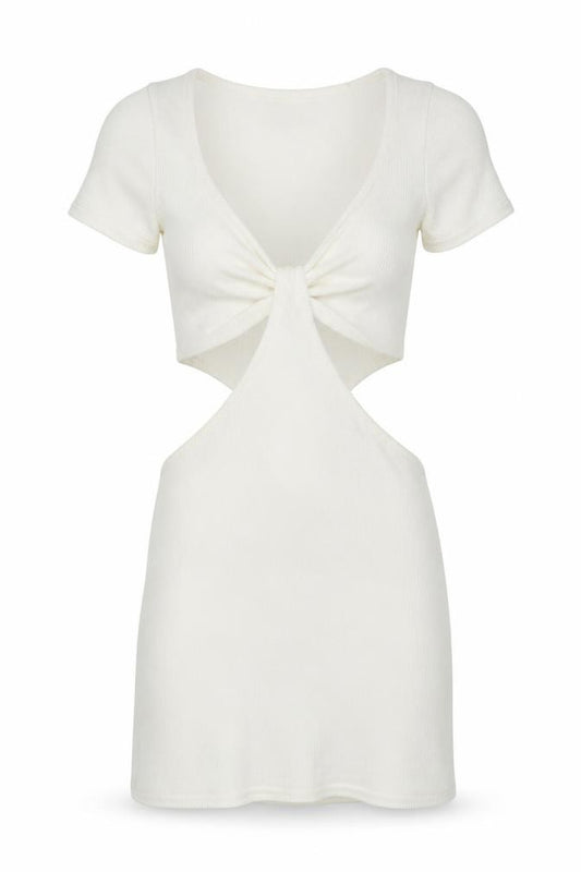 Front view of ASOS DESIGN Women's White Mini Cut Out Dress, size 8