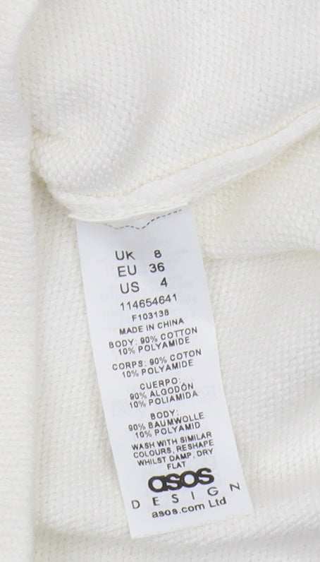 ASOS DESIGN Women's White Mini Cut Out Dress Size 8