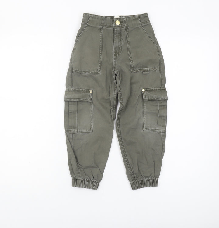 River Island Girls Cargo Trousers Grey 5 Years Elastic Waist