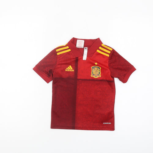 Adidas Boys Red 4-5Y Football Polo Shirt