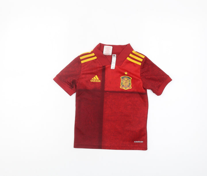 Adidas Boys Red 4-5Y Football Polo Shirt
