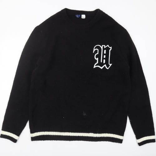 H&M Men's Black Logo Sweater, L, Casual Knitwear