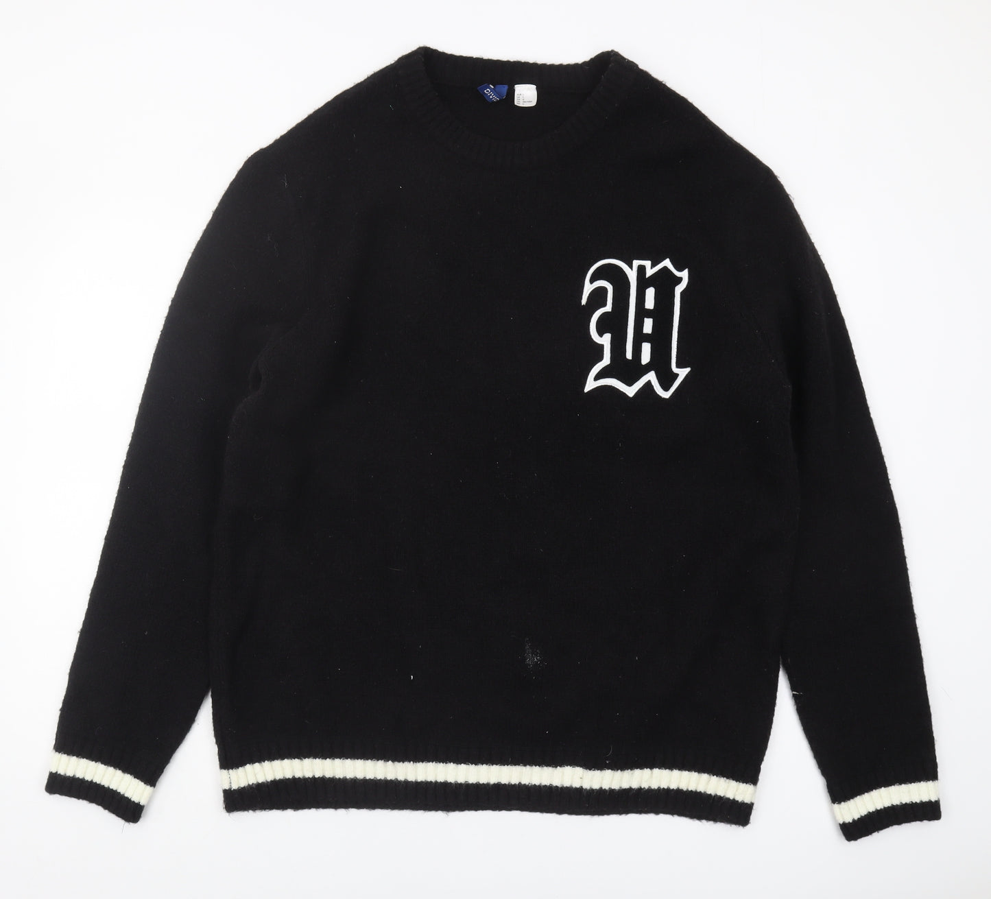 H&M Men's Black Logo Sweater, L, Casual Knitwear