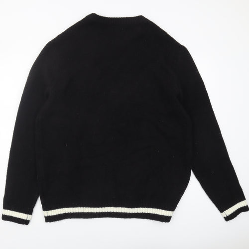 H&M Men's Black Logo Sweater, L, Casual Knitwear