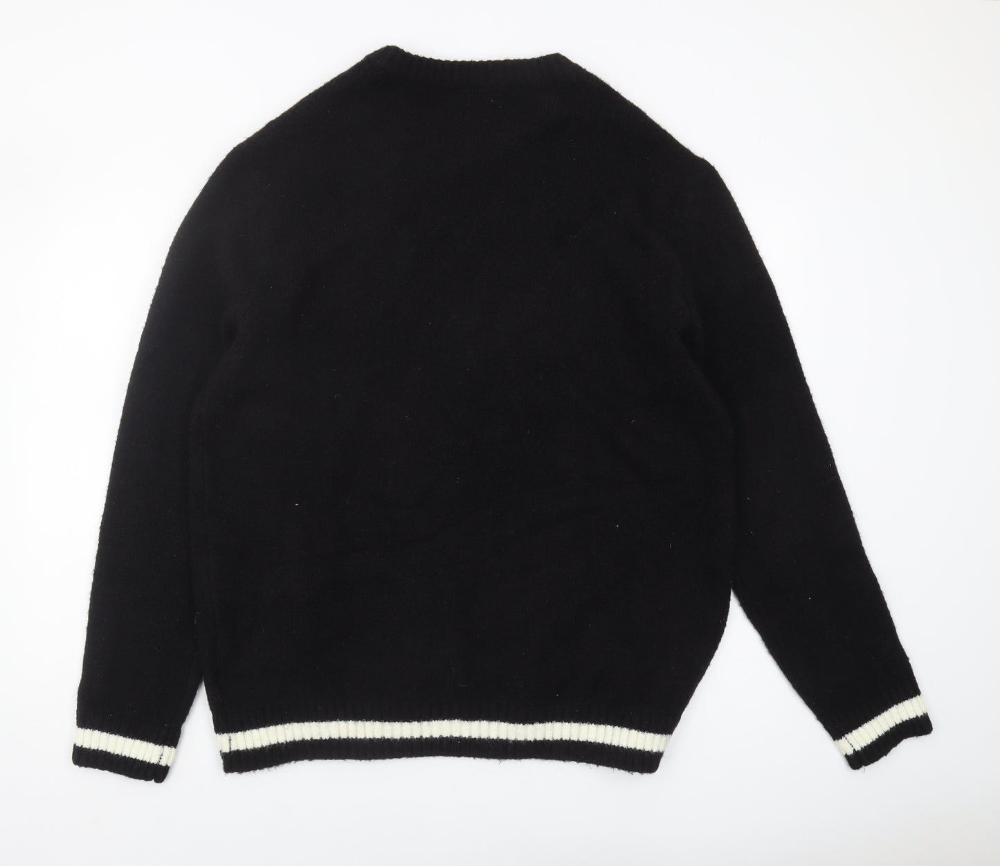 H&M Men's Black Logo Sweater, L, Casual Knitwear
