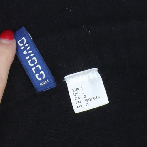 H&M Men's Black Logo Sweater, L, Casual Knitwear