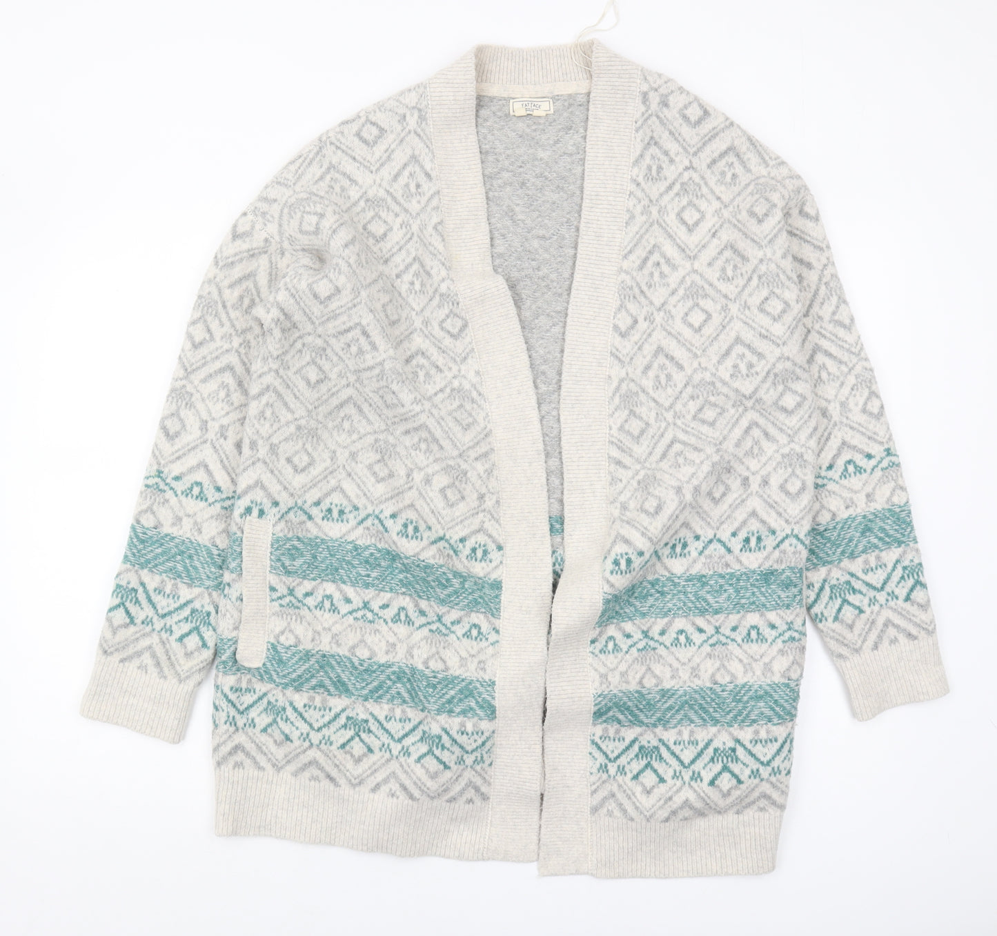 Fat Face Women's Grey Fair Isle Cardigan UK 10