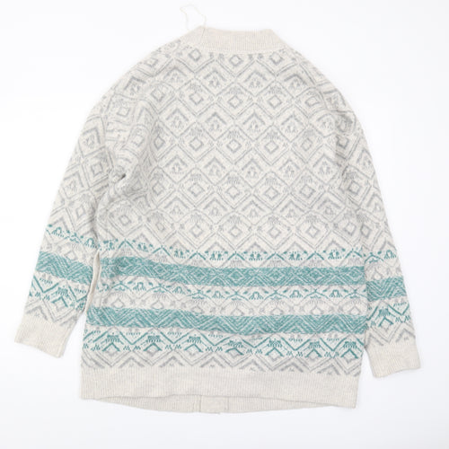 Fat Face Women's Grey Fair Isle Cardigan UK 10