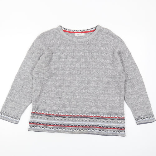 Marks and Spencer Women's Grey Fair Isle Pullover Jumper Size 14