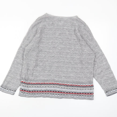 Marks and Spencer Women's Grey Fair Isle Pullover Jumper Size 14