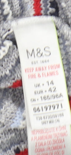 Marks and Spencer Women's Grey Fair Isle Pullover Jumper Size 14