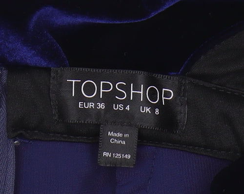 Topshop Women's Blue Velvet Playsuit Size 8