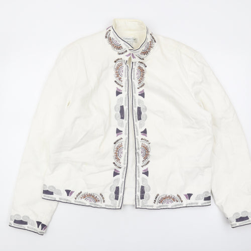 Coldwater Creek Women's Embroidered White Jacket L