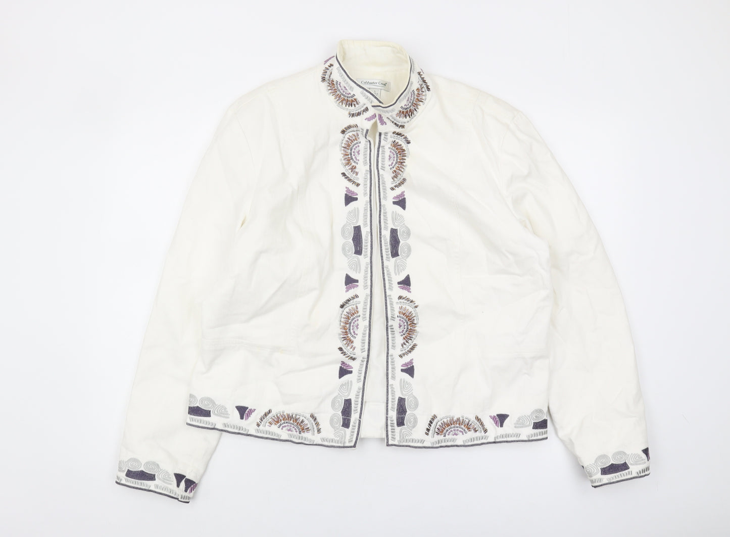 Coldwater Creek Women's Embroidered White Jacket L