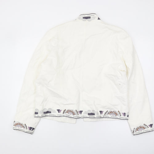 Coldwater Creek Women's Embroidered White Jacket L
