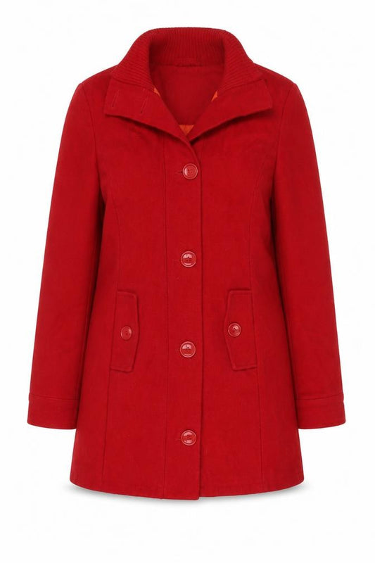 Front view of Paco Collection Red Mid-Length Women's Coat M