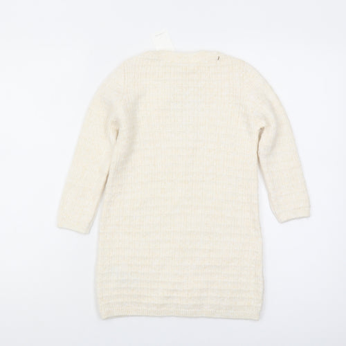 Marks and Spencer Girls Ivory Bow Accent Pullover Jumper 4-5 Years
