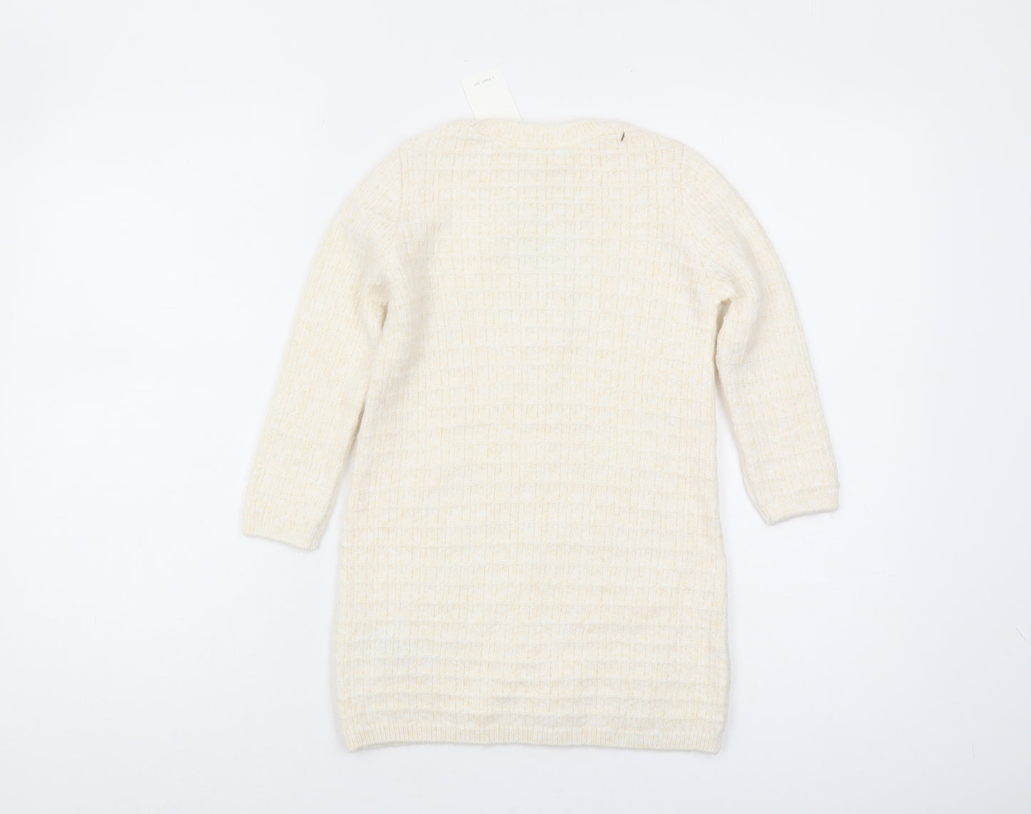 Marks and Spencer Girls Ivory Bow Accent Pullover Jumper 4-5 Years