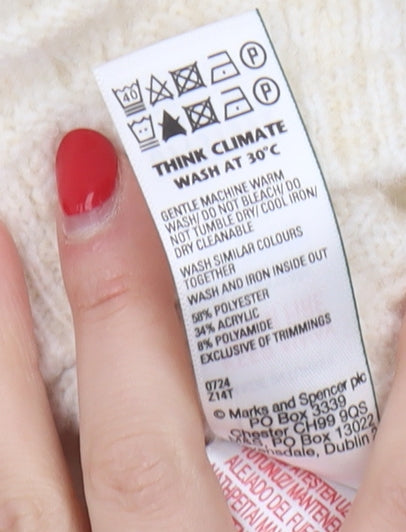 Marks and Spencer Girls Ivory Bow Accent Pullover Jumper 4-5 Years