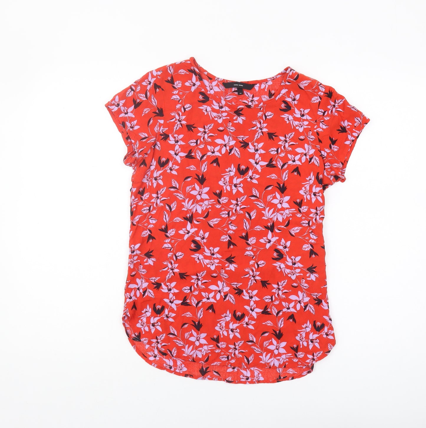 Vero Moda Women's Red Floral XS T-Shirt, Casual Spring Top