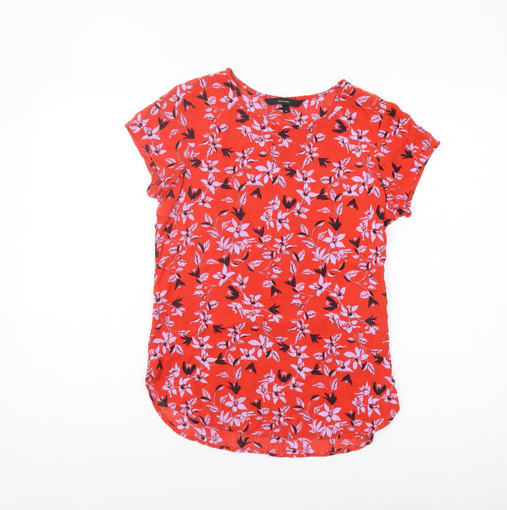 Vero Moda Women's Red Floral XS T-Shirt, Casual Spring Top