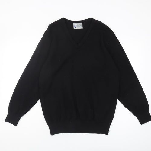 Balmoral Knitwear Men’s Black V-Neck Wool Jumper M