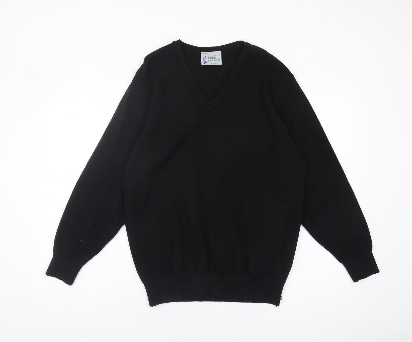 Balmoral Knitwear Men’s Black V-Neck Wool Jumper M