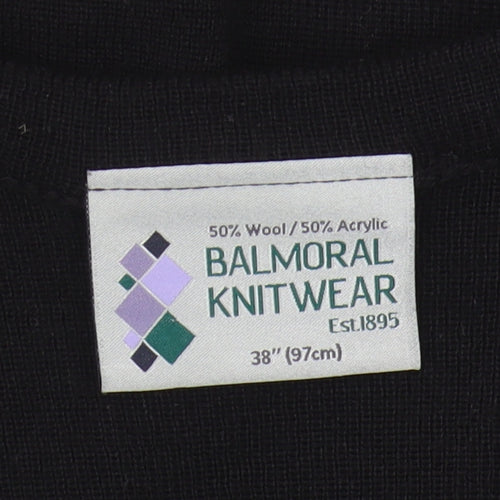 Balmoral Knitwear Men’s Black V-Neck Wool Jumper M