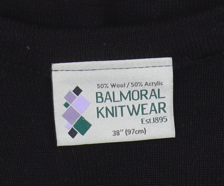 Balmoral Knitwear Men’s Black V-Neck Wool Jumper M