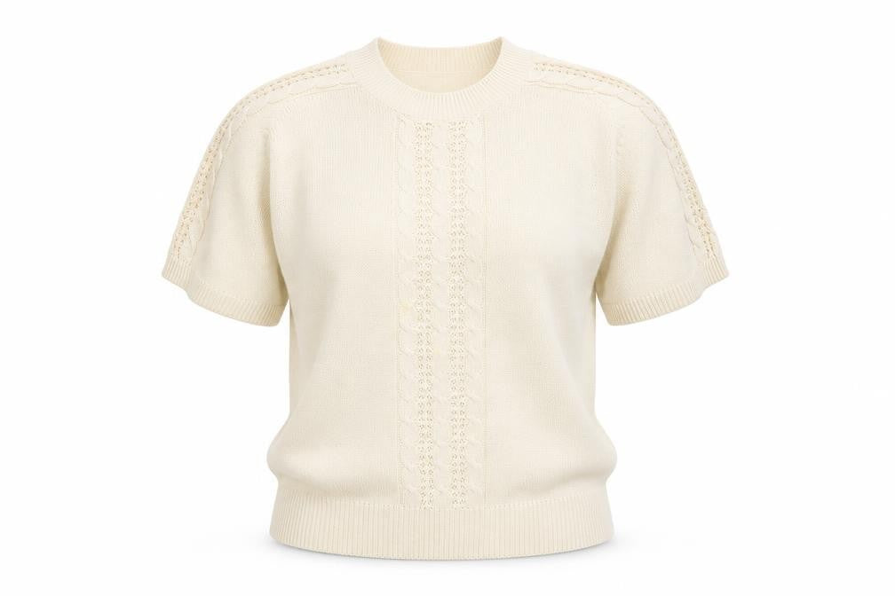 Front view of Mona Chester Women's Beige Knit jumper M