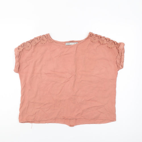 Oasis Women's Pink Blouse, Size 10, Crochet Accents