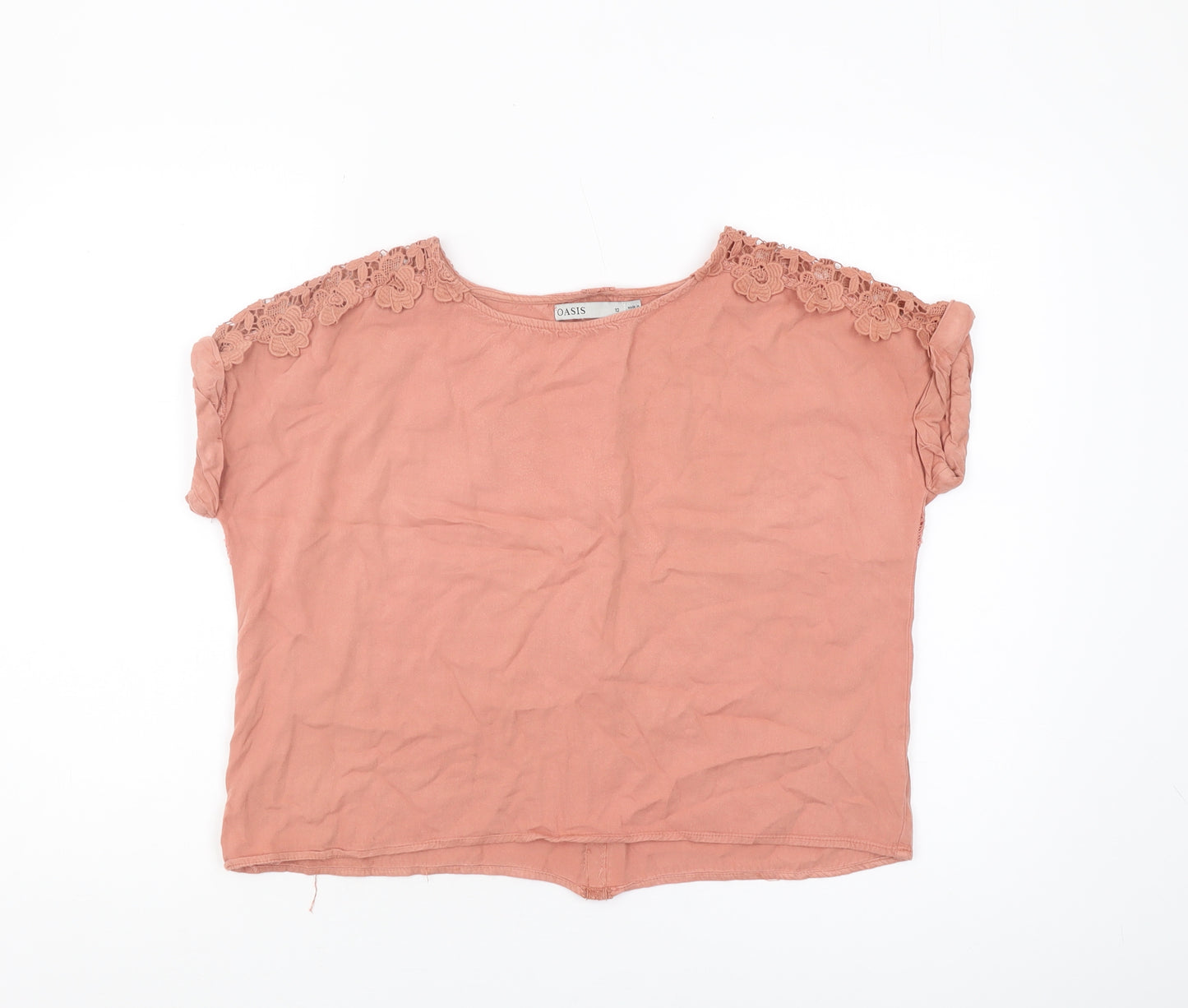 Oasis Women's Pink Blouse, Size 10, Crochet Accents
